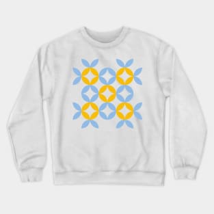 Light blue and yellow Eastern European folk art pattern Crewneck Sweatshirt